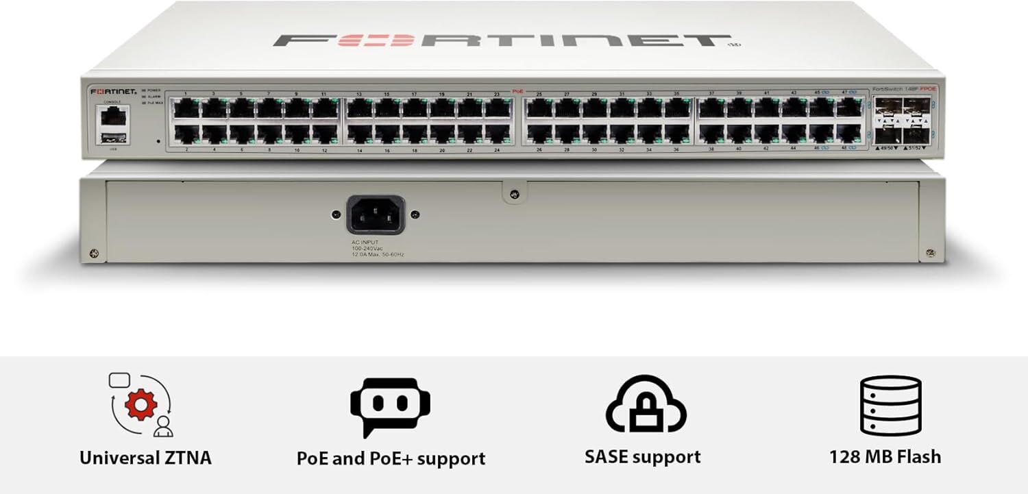 Fortinet FortiSwitch 148F-FPOE Network Switch FortiSwitch-FS-148F-FPOE